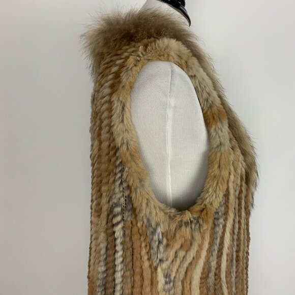Dolce Cobo Rabbit Raccoon Fur Fringe Vest BOHO Western Mob Wife Sz 2X - Picture 12 of 16
